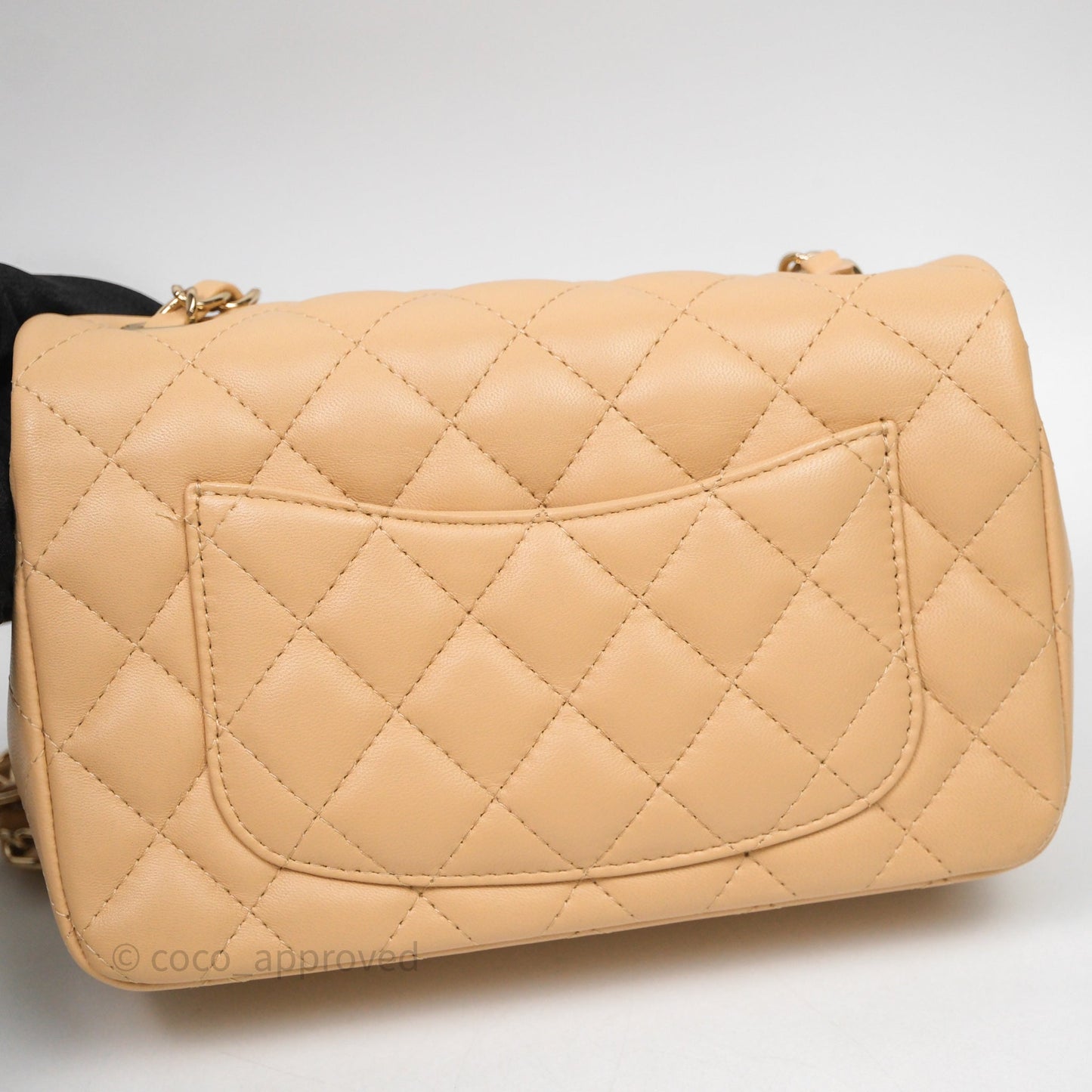 Chanel Mini Rectangular Quilted Beige Lambskin Light Gold Hardware