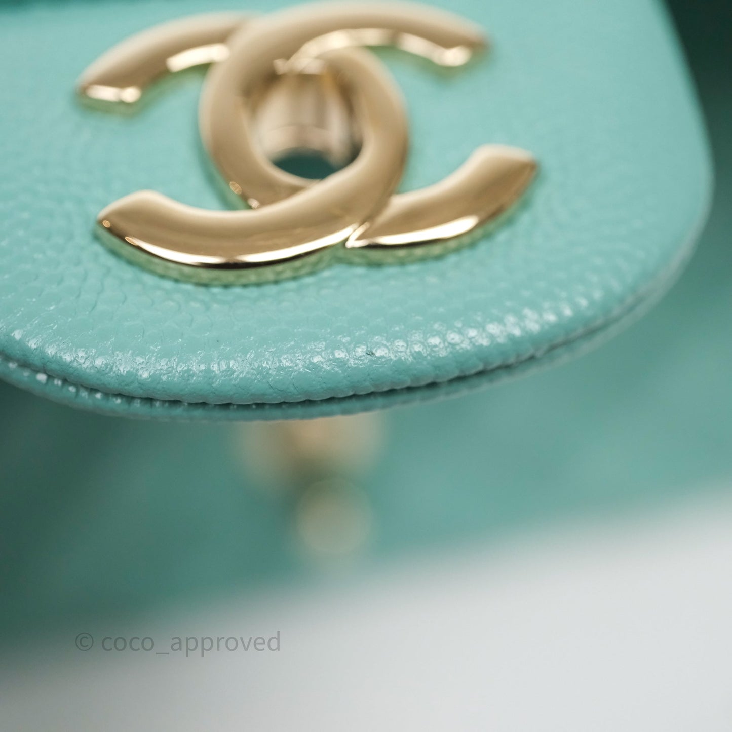Chanel Classic M/L Medium Flap Quilted Tiffany Green Caviar Gold Hardware