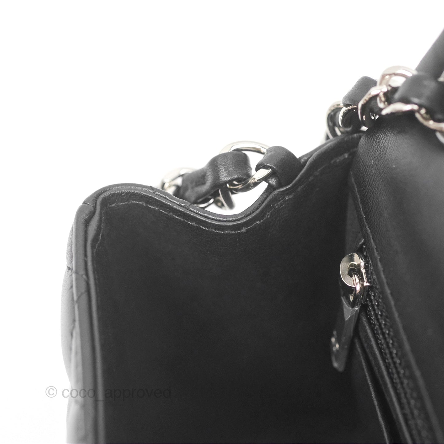 Chanel Mini Square Flap Quilted Black Lambskin Silver Hardware