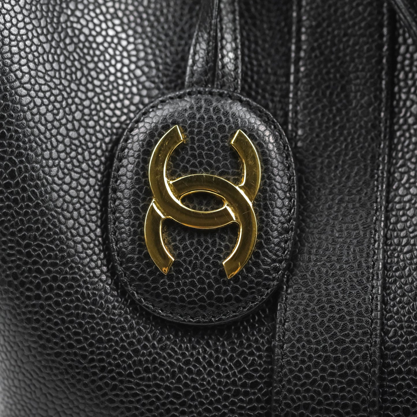 Chanel Vintage Boston Bag Black Caviar Gold Hardware