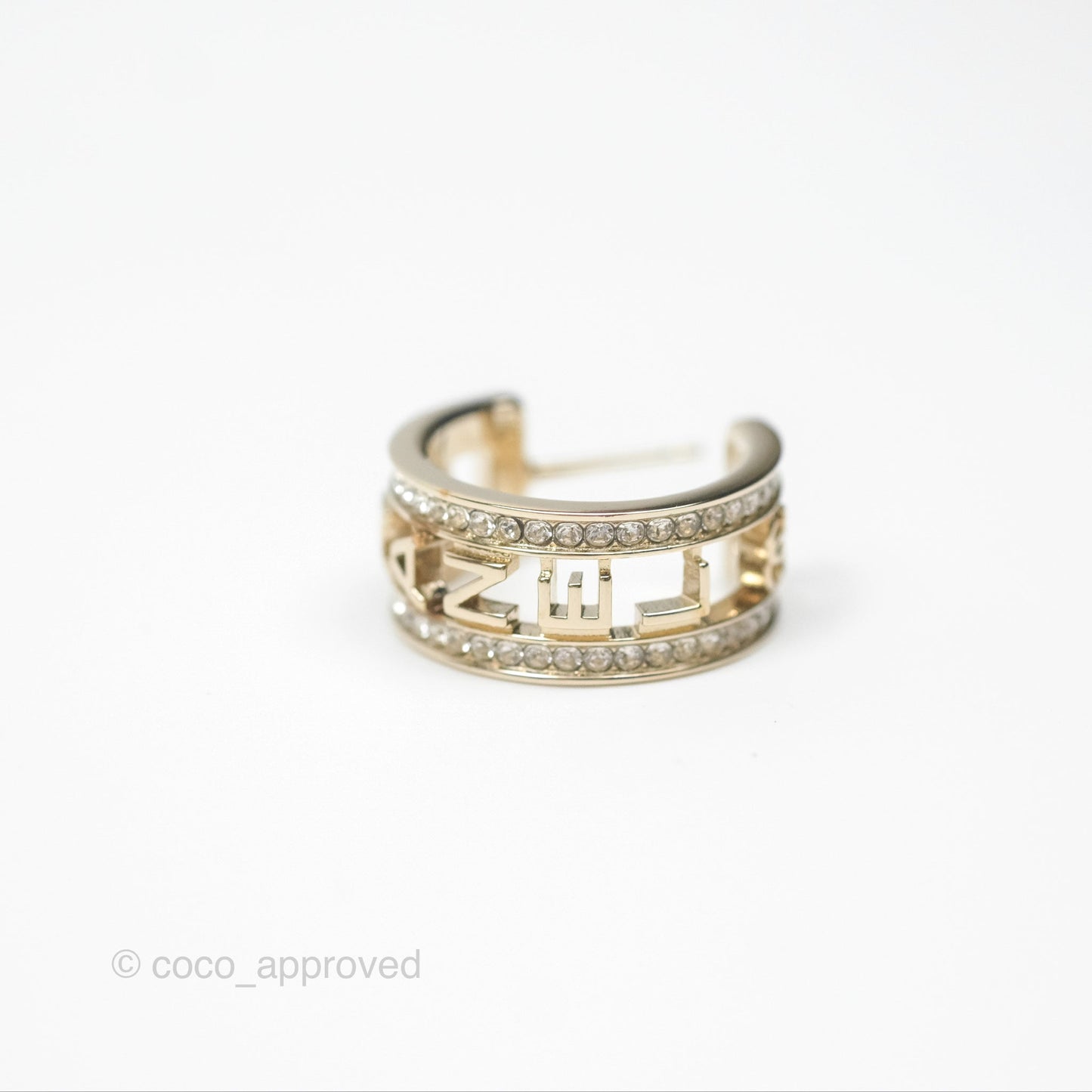 Chanel Logo Crystal Hoop Earrings Gold Hardware 21V