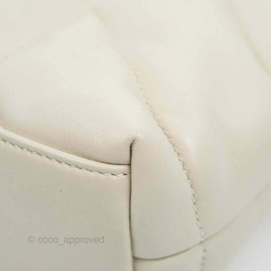 Saint Laurent Puffer Toy Bag Blanc Vintage Lambskin Silver Hardware