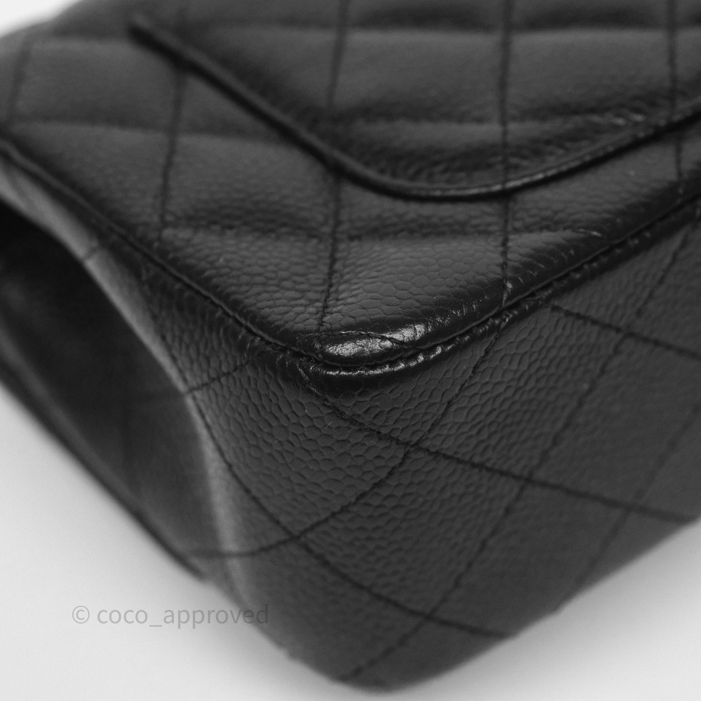 Chanel Mini Rectangular Quilted Black Caviar Aged Gold Hardware