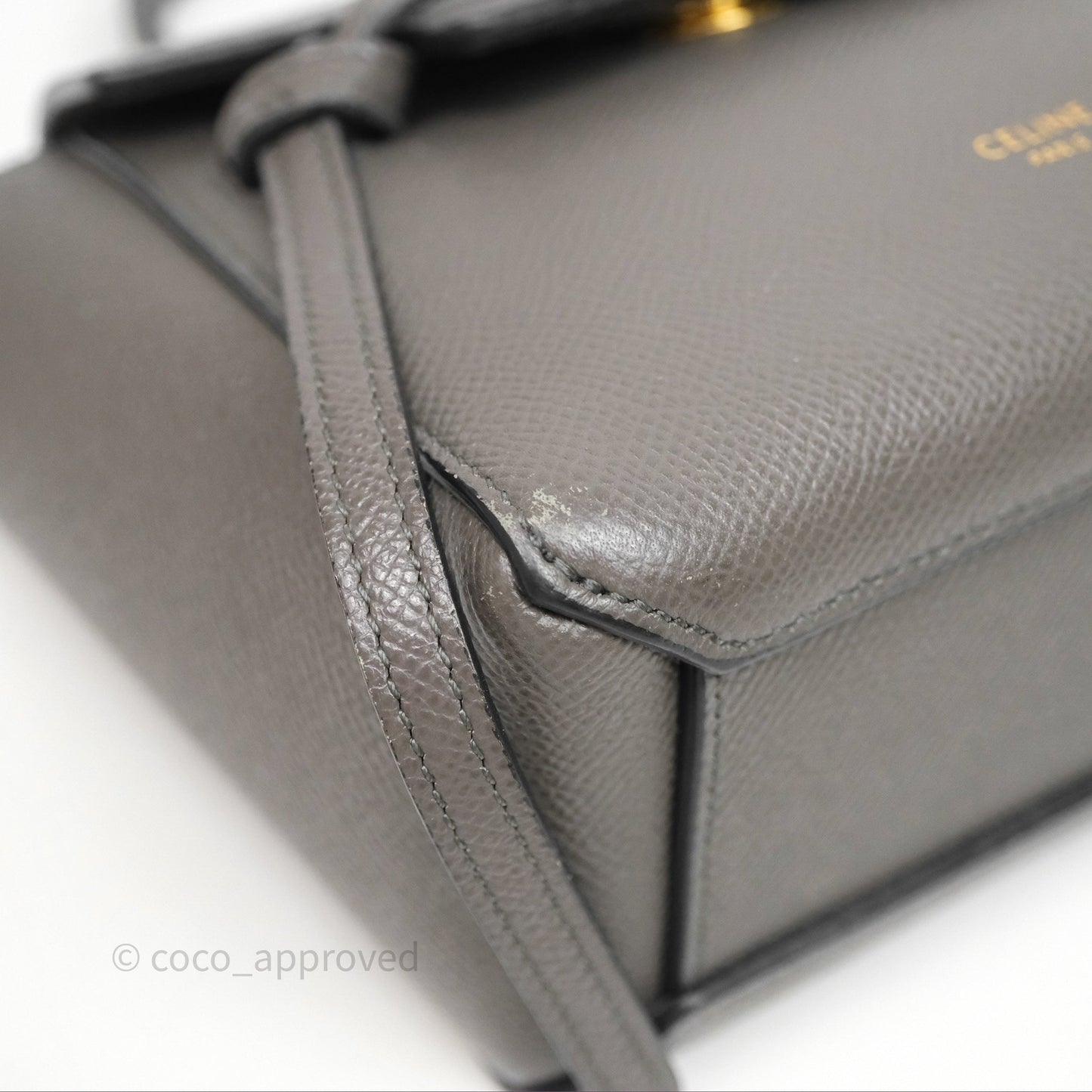 Celine Pico Belt Bag Grey Grained Calfskin Gold Hardware