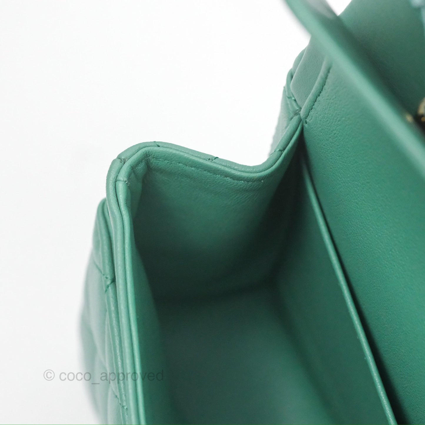 Chanel Small S/M Classic Flap Green Lambskin Gold Hardware