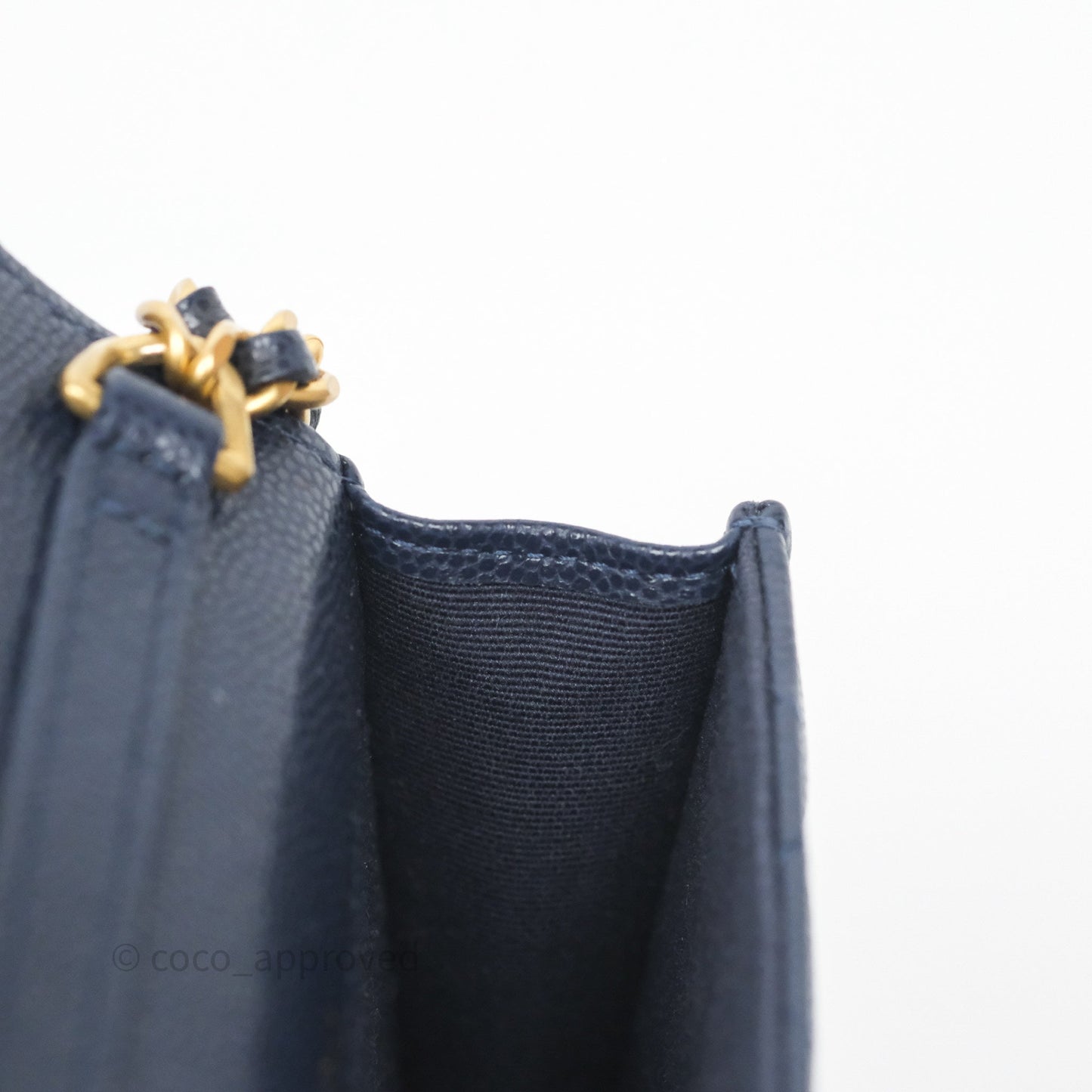 Chanel Twist Your Button Coin Purse With Chain Navy Shiny Caviar