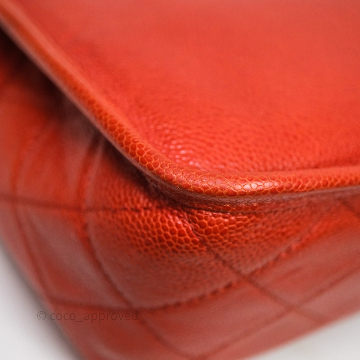 Chanel Flap Bag Caviar Orange Silver Hardware