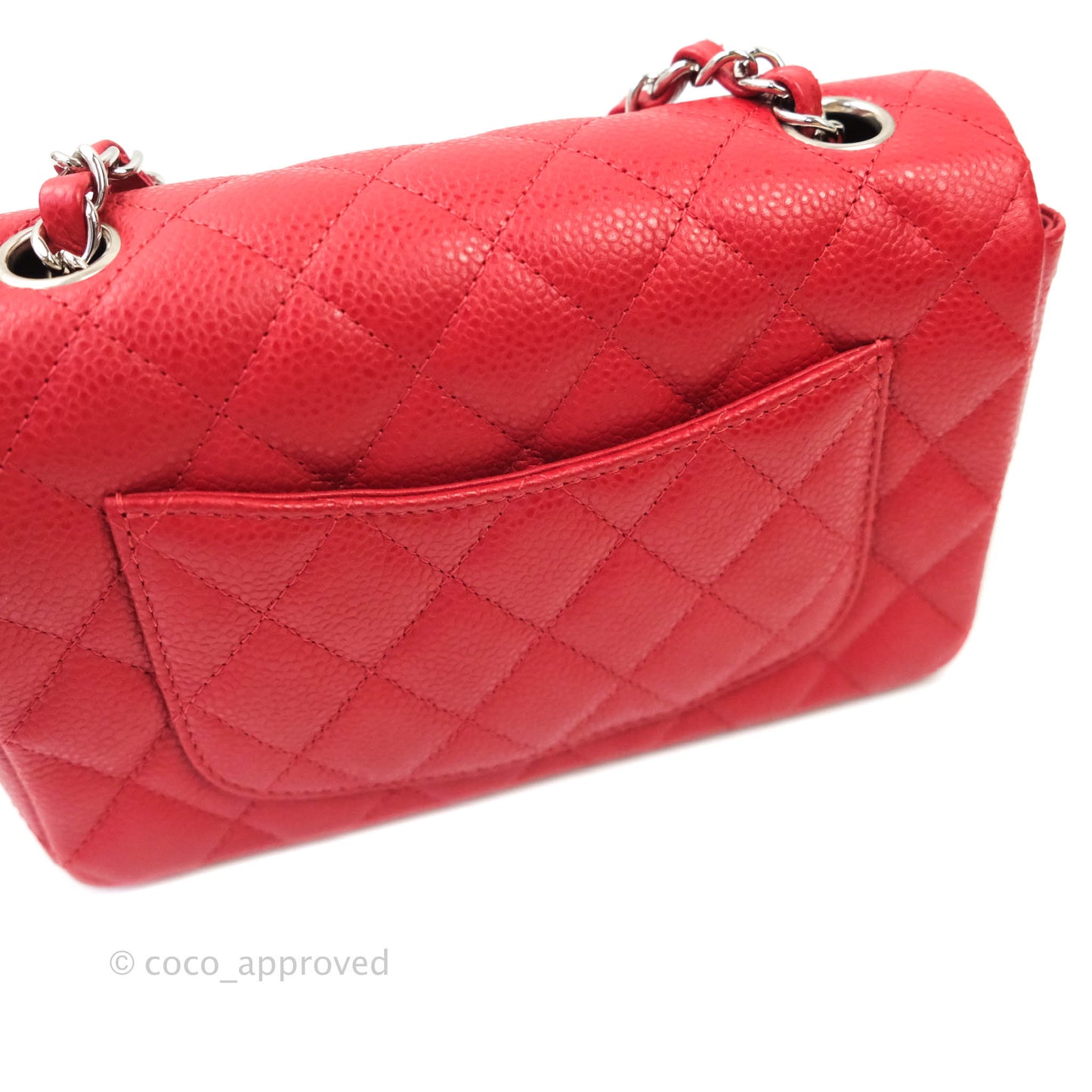 Chanel Classic Quilted Mini Rectangular Flap Red Caviar Silver Hardware