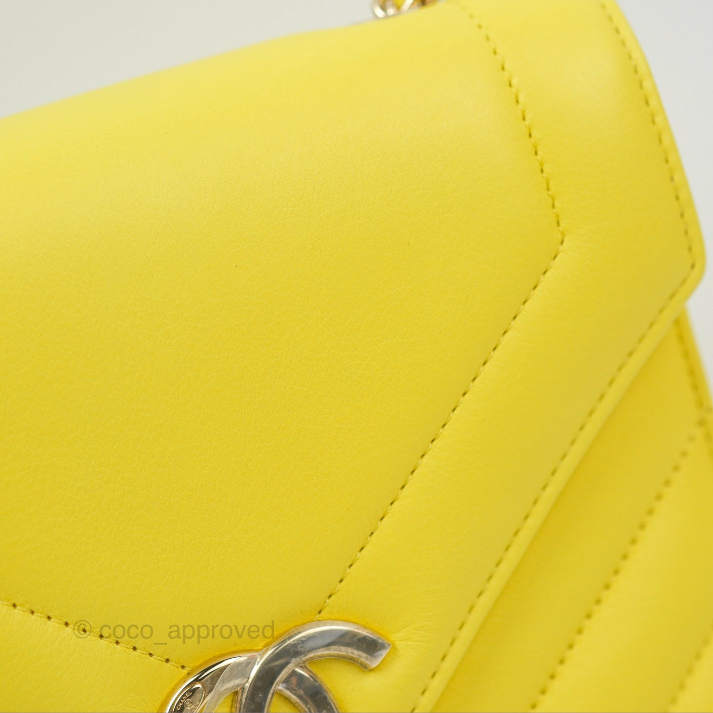 Chanel Chevron Square Envelope Flap Bag Yellow 19C