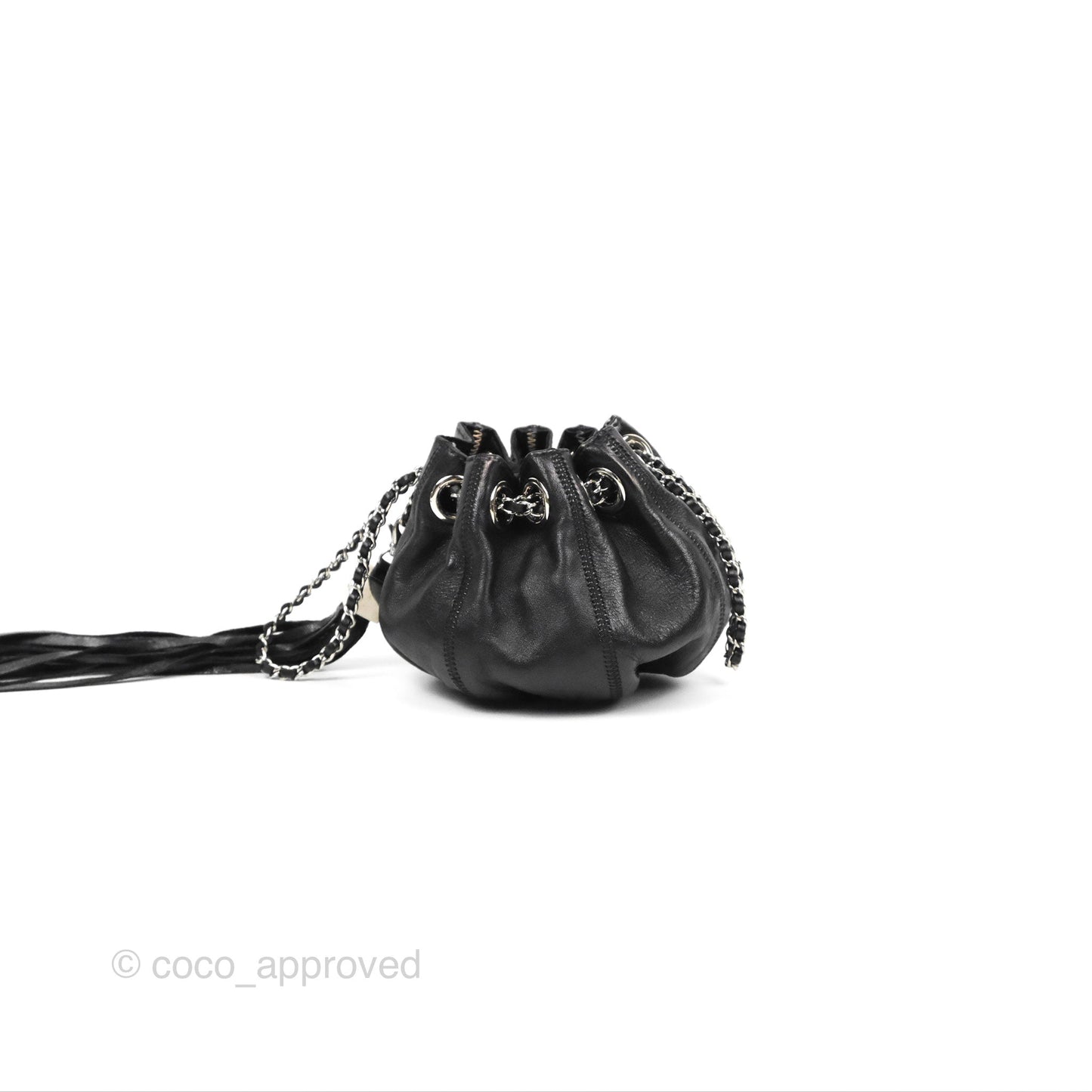 Chanel Mini Reversible Mini Sac Cordon Black/Peach Lambskin/Satin