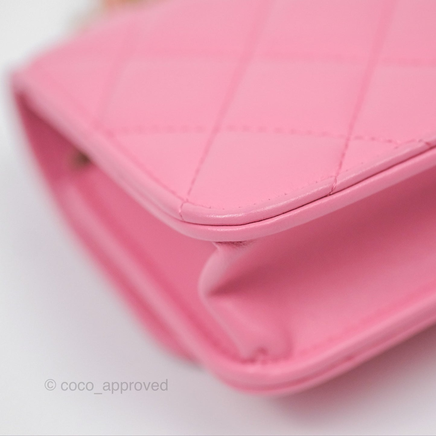 Chanel Top Handle Mini WOC Phone Holder with Chain Pink Lambskin