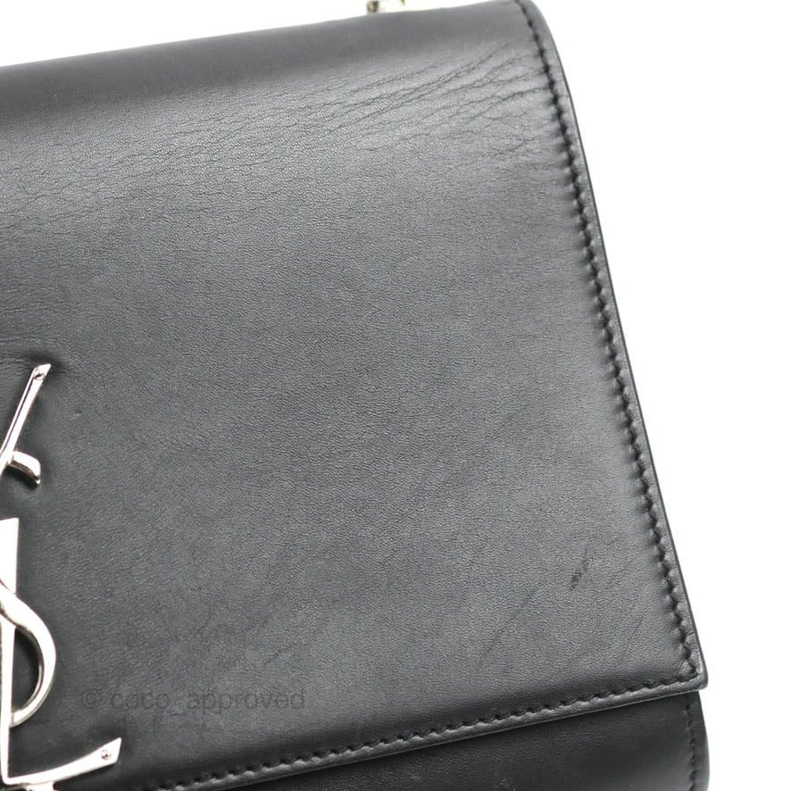 Saint Laurent Medium Kate Tassel Chain Bag Black Smooth Calfskin Silver Hardware
