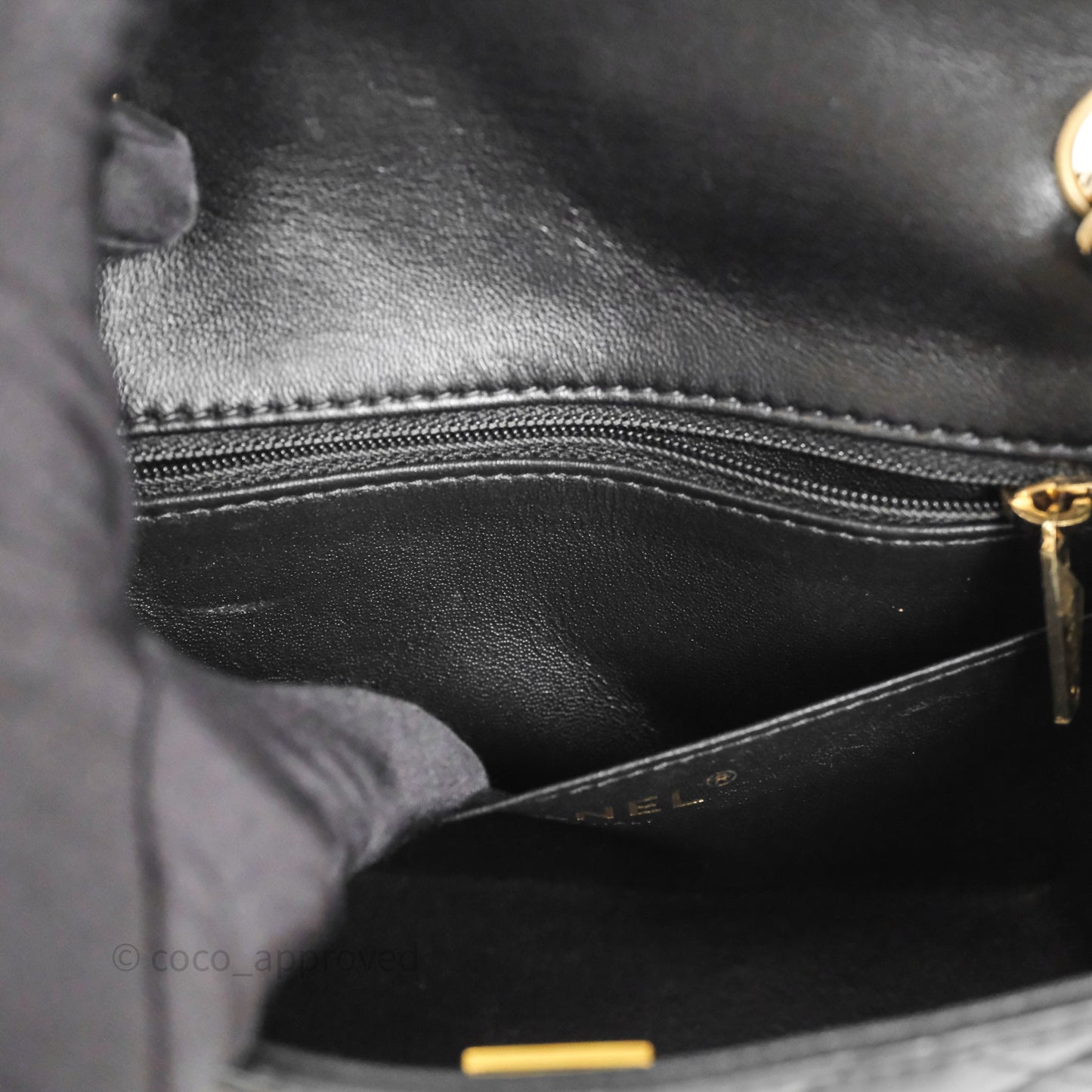 Chanel Mini Square Quilted Black Lambskin Gold Hardware