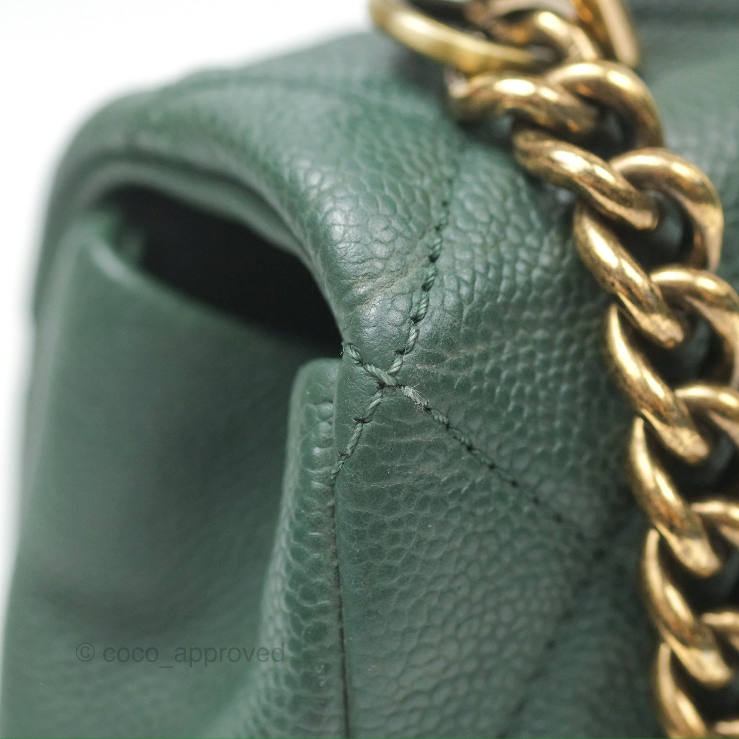 Chanel Globe Trotter Flap Bag Dark Green Caviar Aged Gold Hardware