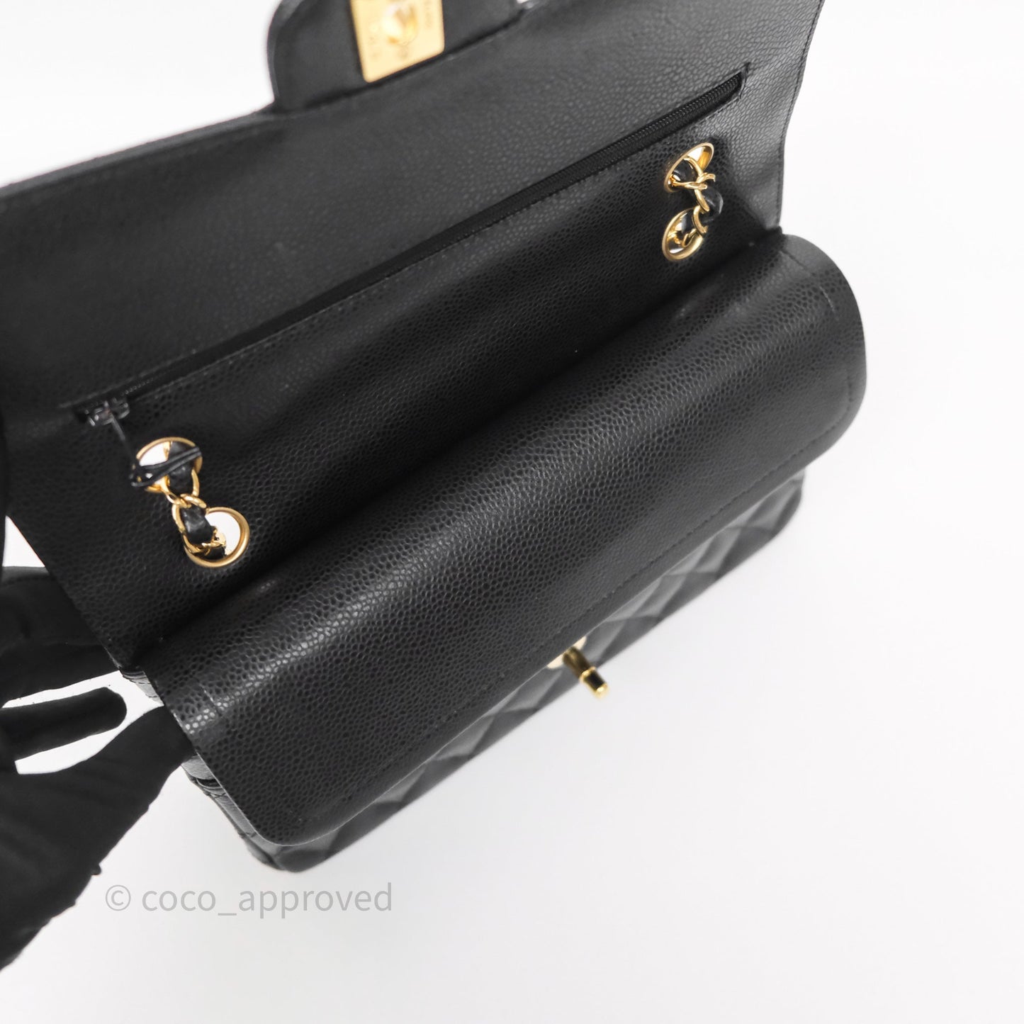 Chanel Classic M/L Medium Flap Quilted Black Caviar Gold Hardware