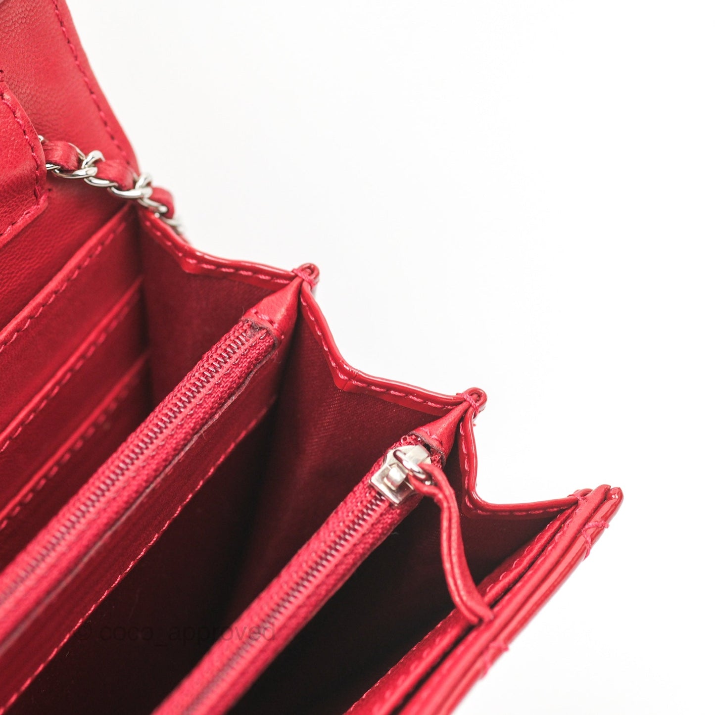 Chanel Brilliant East West Flap Clutch with Chain Red Patent Silver Hardware