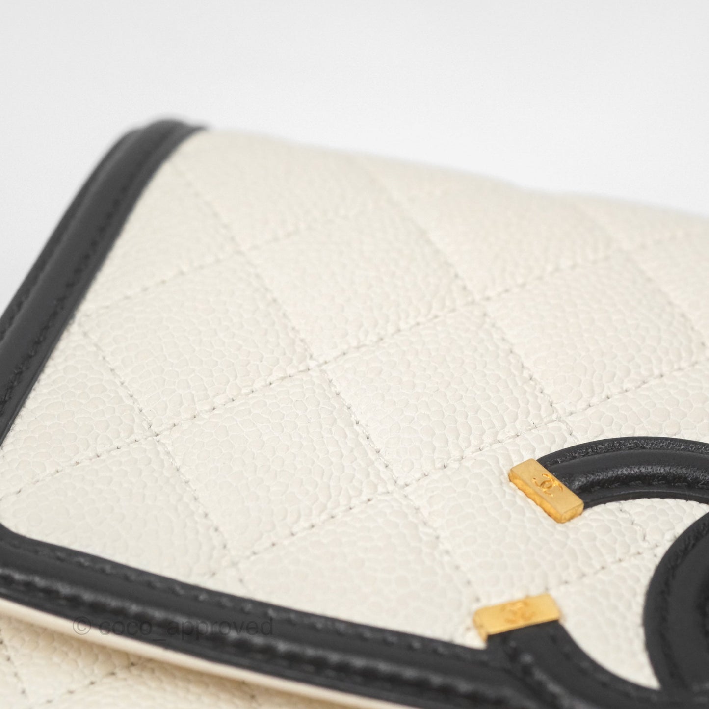 Chanel Small CC Filigree Flap Quilted Ivory Caviar