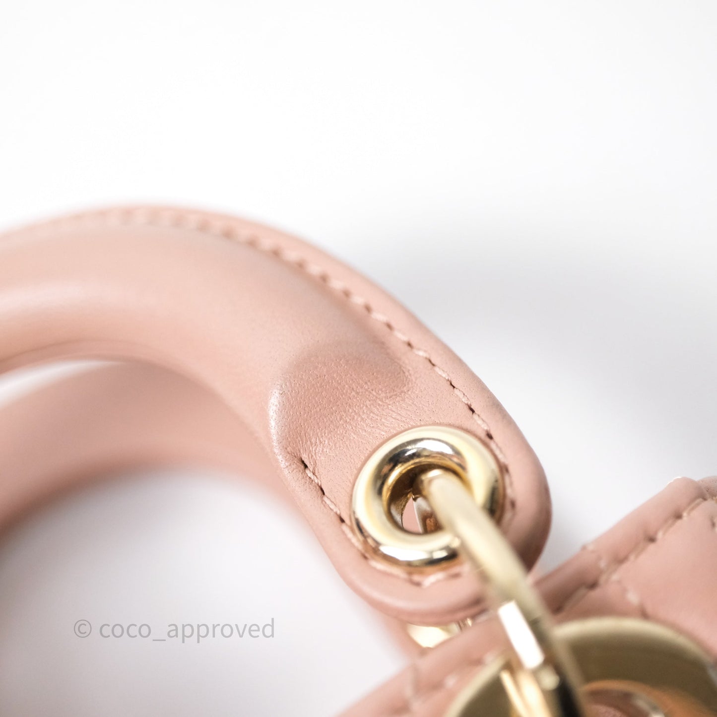 Christian Dior Micro Lady Dior Pink Beige Cannage Calfskin Gold Hardware