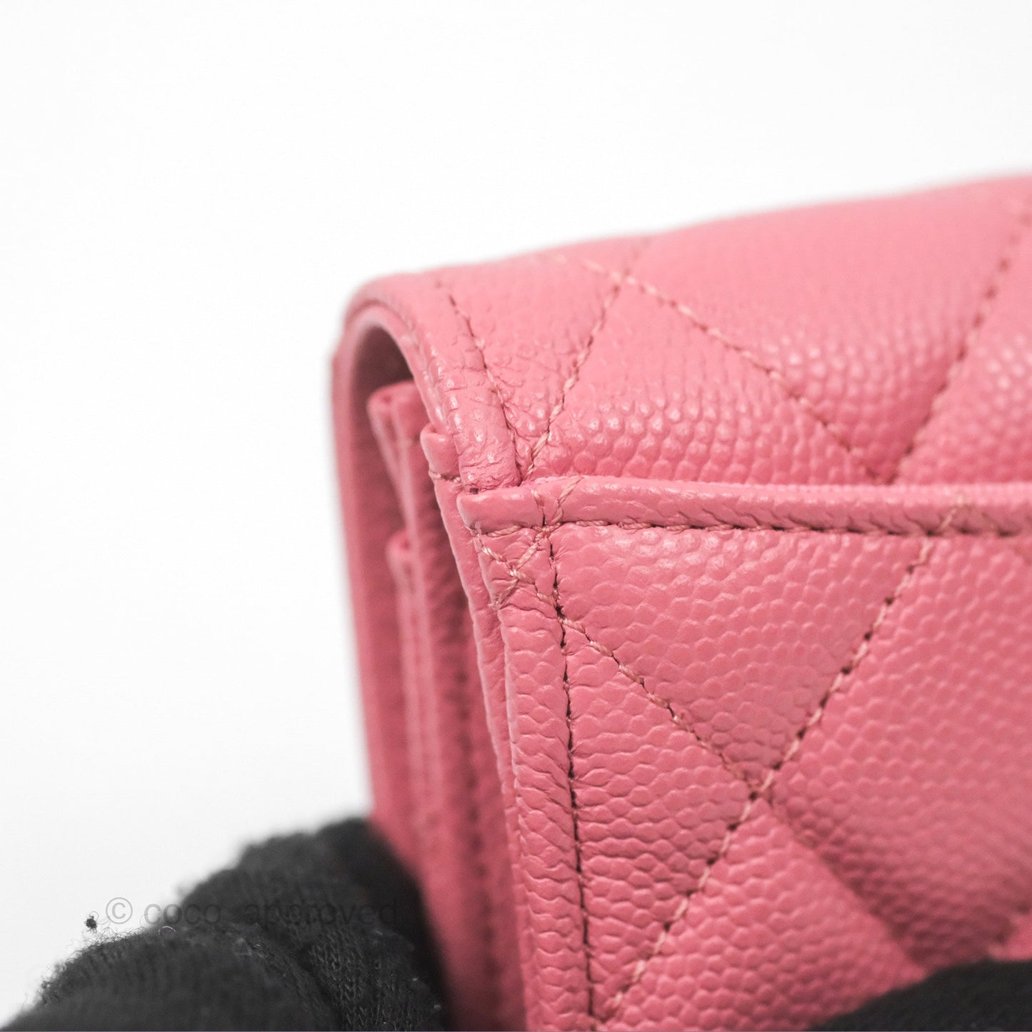 Chanel Quilted Flap Card Holder Pink Caviar Gold Hardware