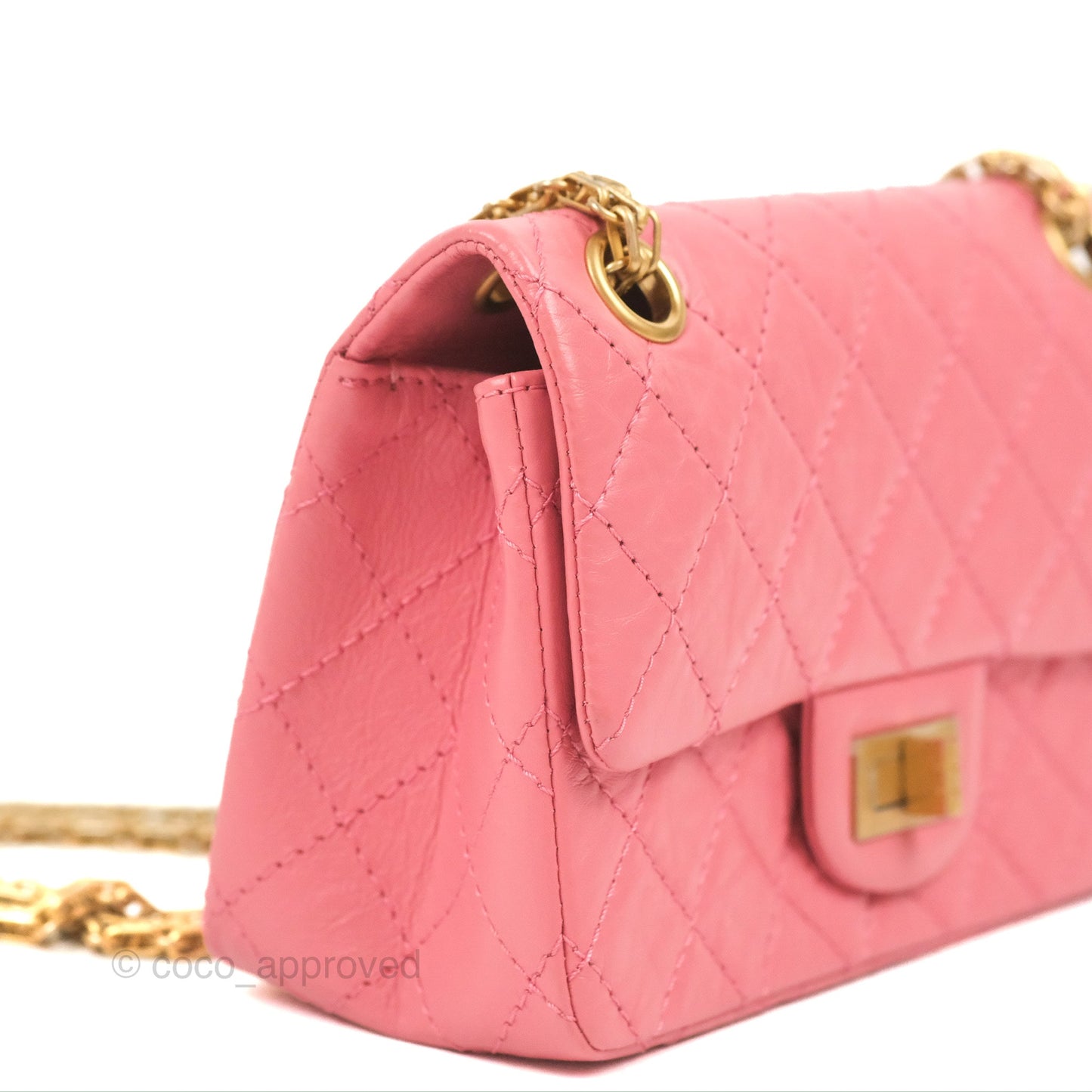 Chanel Mini Reissue 224 Pink Aged Calfskin Aged Gold Hardware