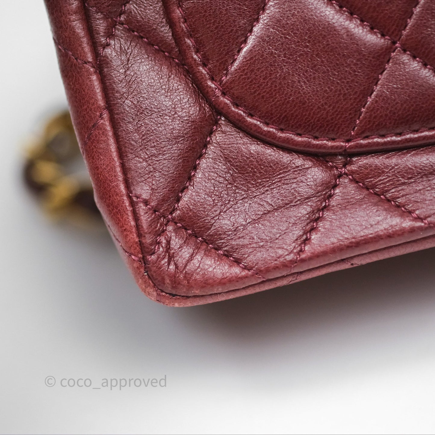 Chanel Vintage Mini Square Burgundy Lambskin 24K Gold Hardware