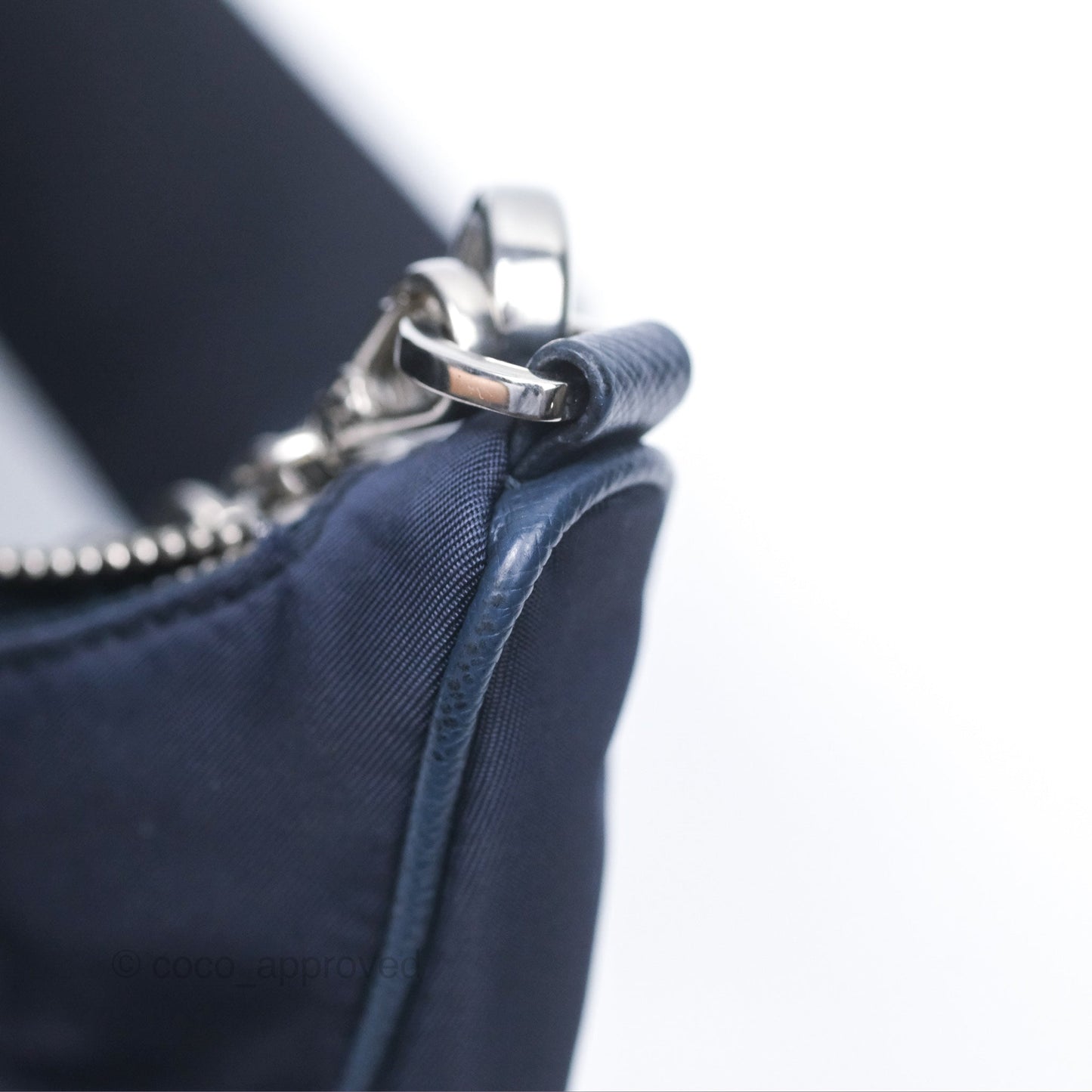 Prada Nylon Re-Edition 2005 Shoulder Bag Navy Blue Silver Hardware