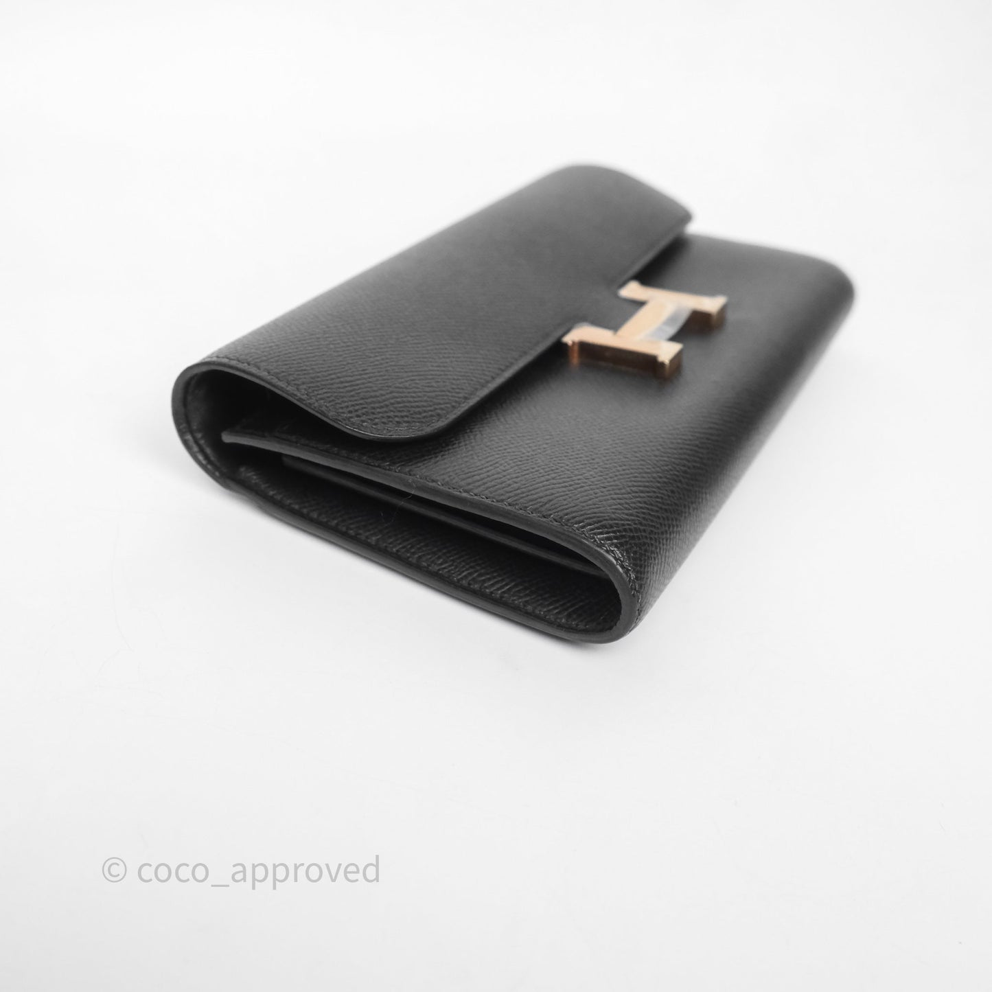 Hermès Constance Long To Go Wallet Black Noir 89 Epsom Rose Gold Hardware