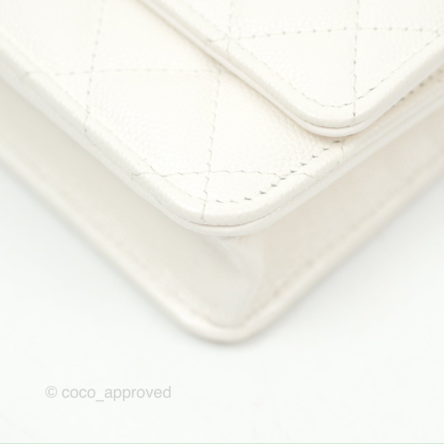 Chanel Wallet On Chain WOC Adjustable CC Chain Iridescent White Caviar Aged Gold Hardware