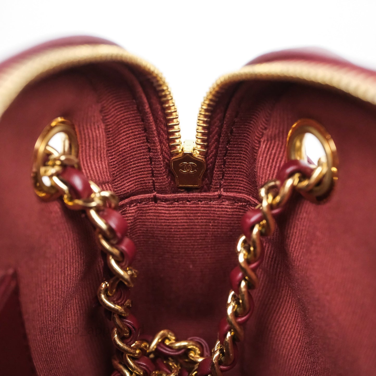 Chanel Small Camera Bag Burgundy Lambskin Gold Hardware