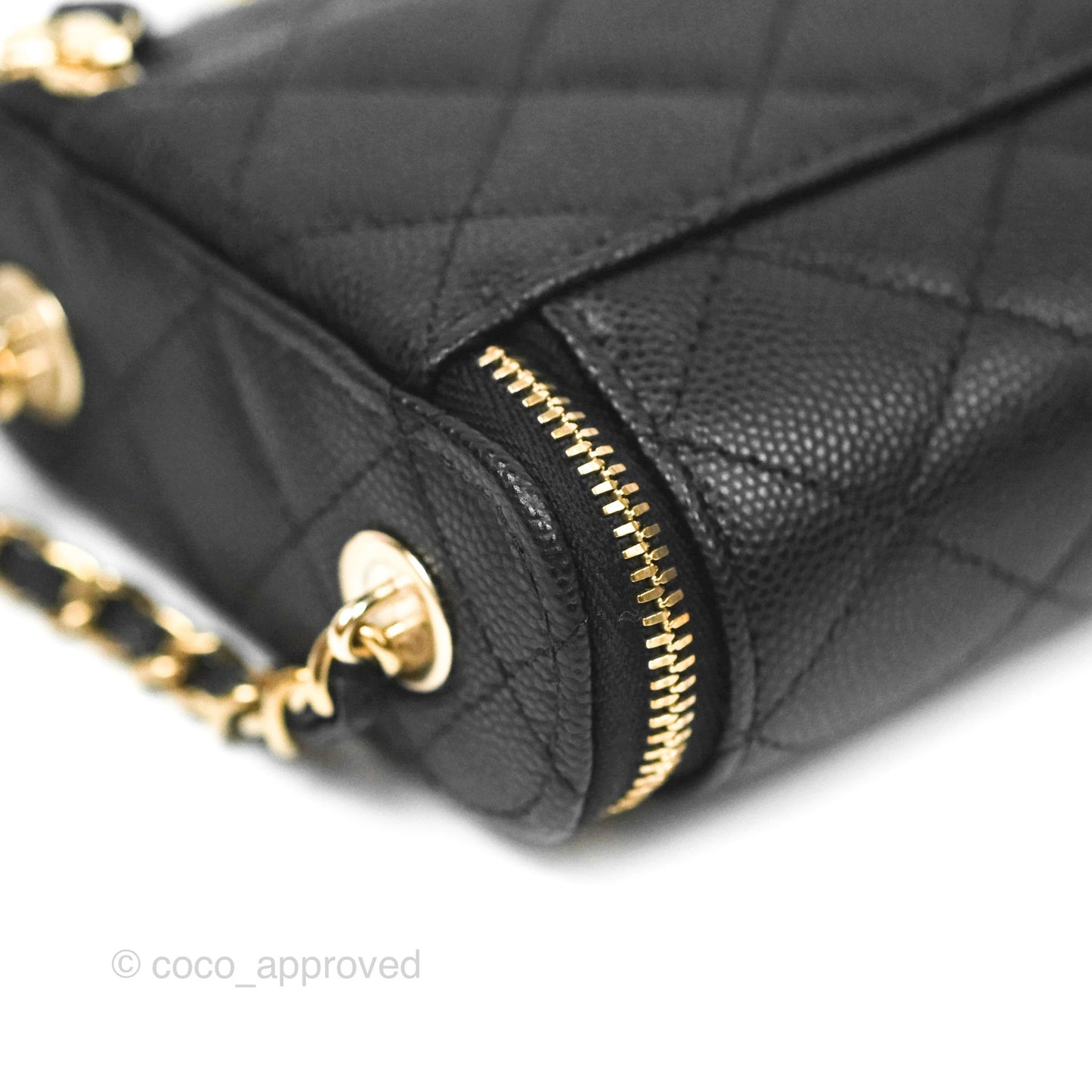 Chanel Classic Mini Vanity With Chain Black Caviar Gold Hardware