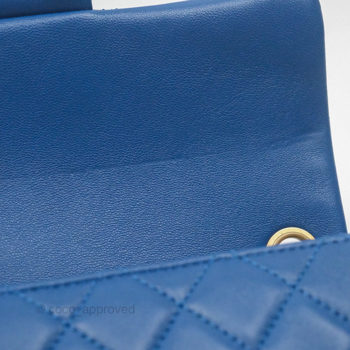 Chanel Mini Rectangular Pearl Crush Blue Lambskin Aged Gold Hardware