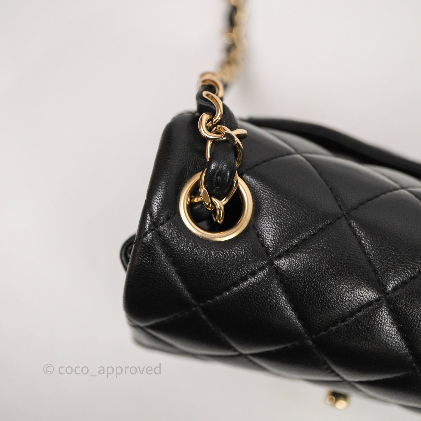 Chanel Mini Square Quilted Black Lambskin Gold Hardware