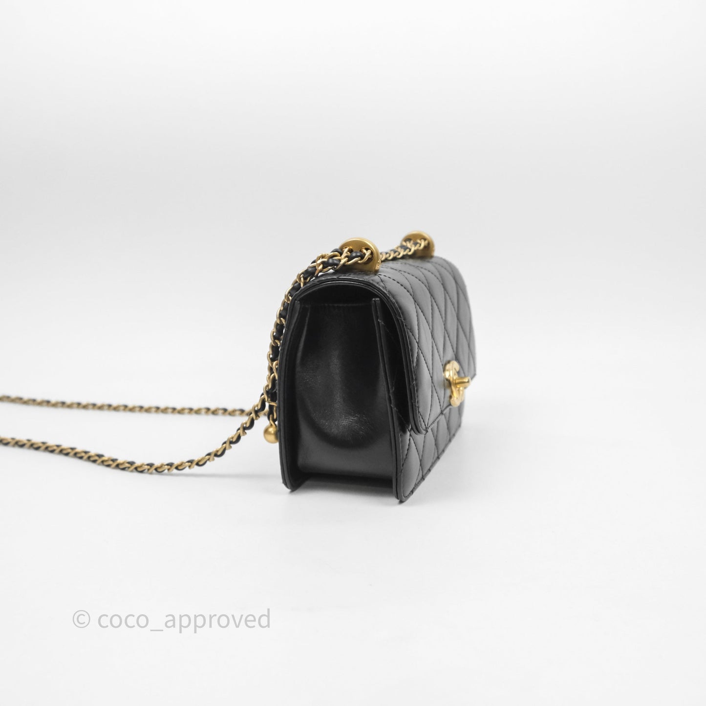 Chanel Mini Perfect Fit Adjustable Chain Black Calfskin Aged Gold Hardware