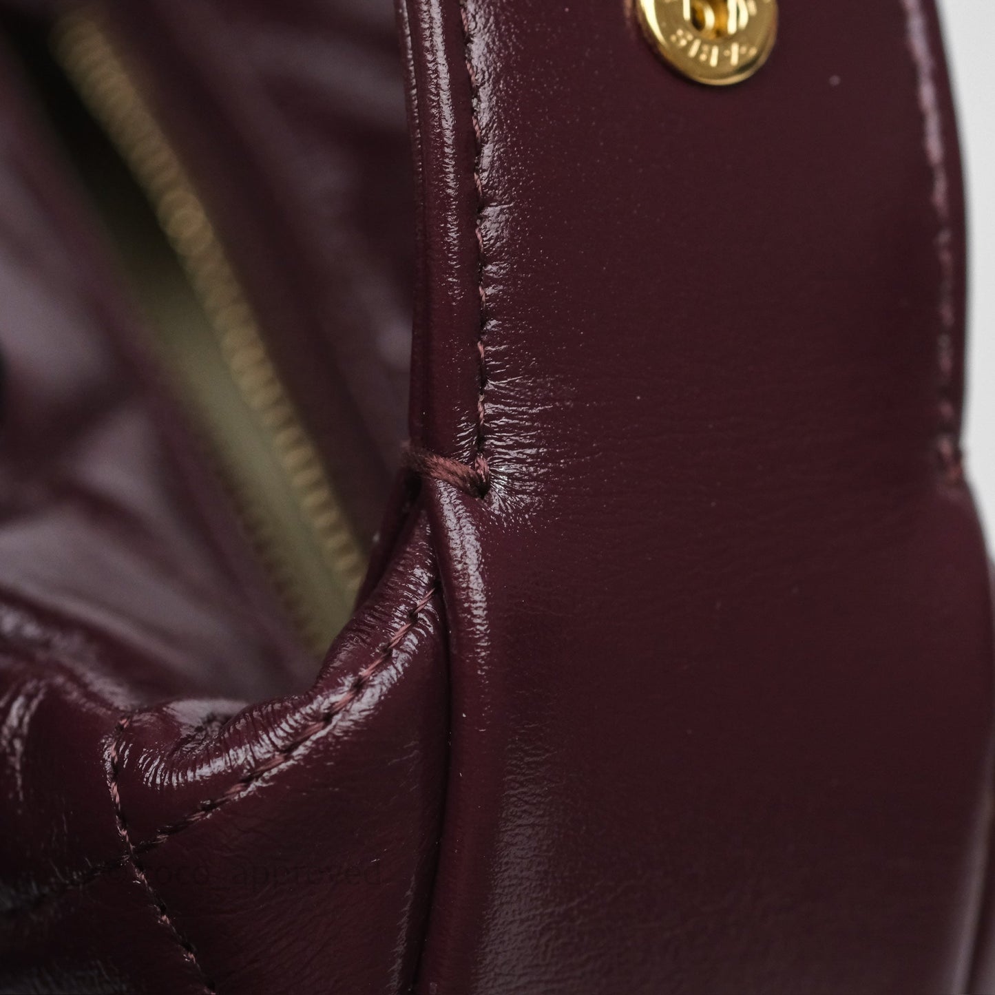 Chanel Mini Hobo Pouch Dark Burgundy Shiny Crumpled Calfskin Aged Gold Hardware