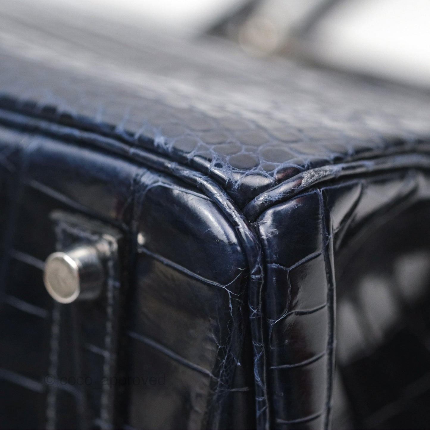 Hermès Birkin 35 Porosus Marine 78 Palladium Hardware