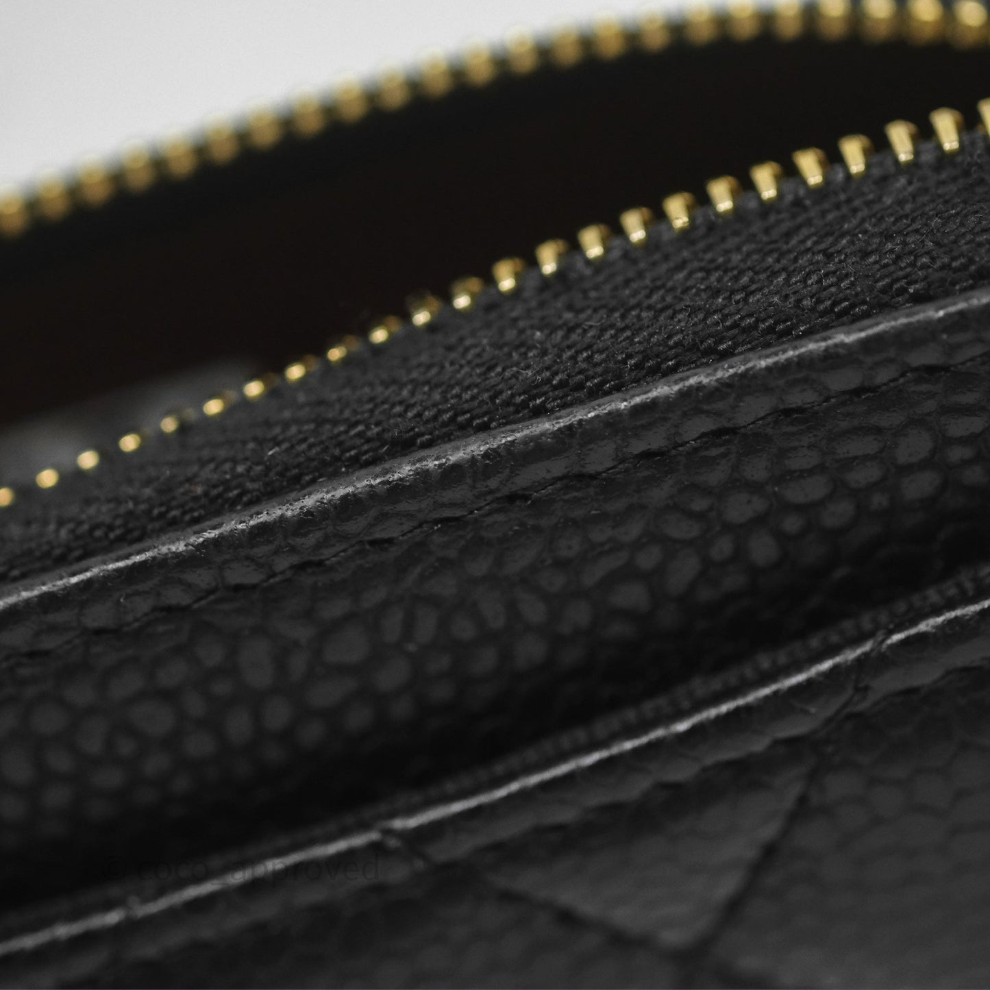 Chanel Quilted Zip Card Holder Black Caviar Gold Hardware