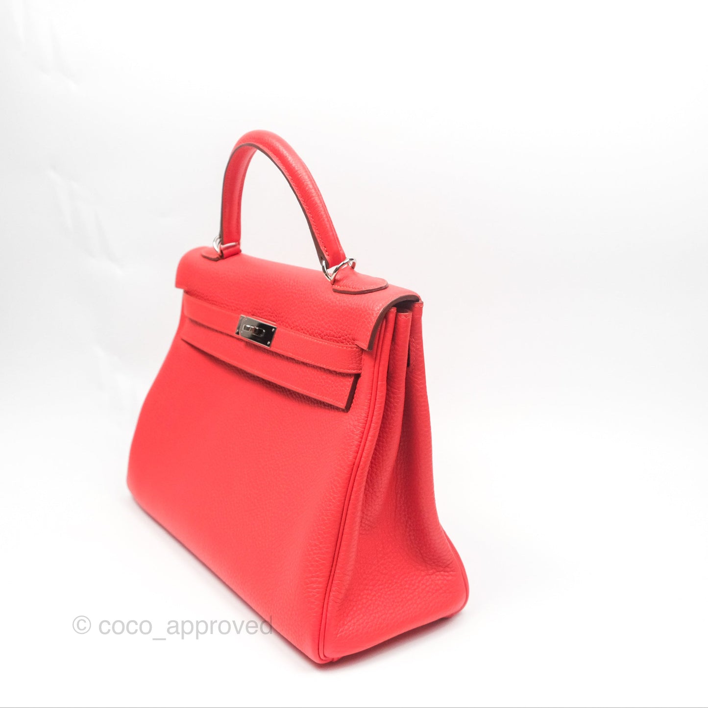 Hermès Kelly 32 Retourne Rose Jaipur Clemence Palladium Hardware