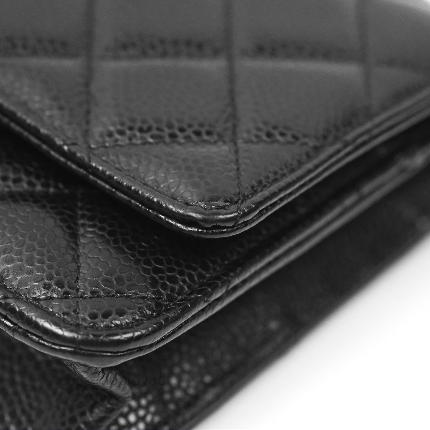 Chanel Classic Quilted Wallet On Chain WOC Black Caviar Gold Hardware