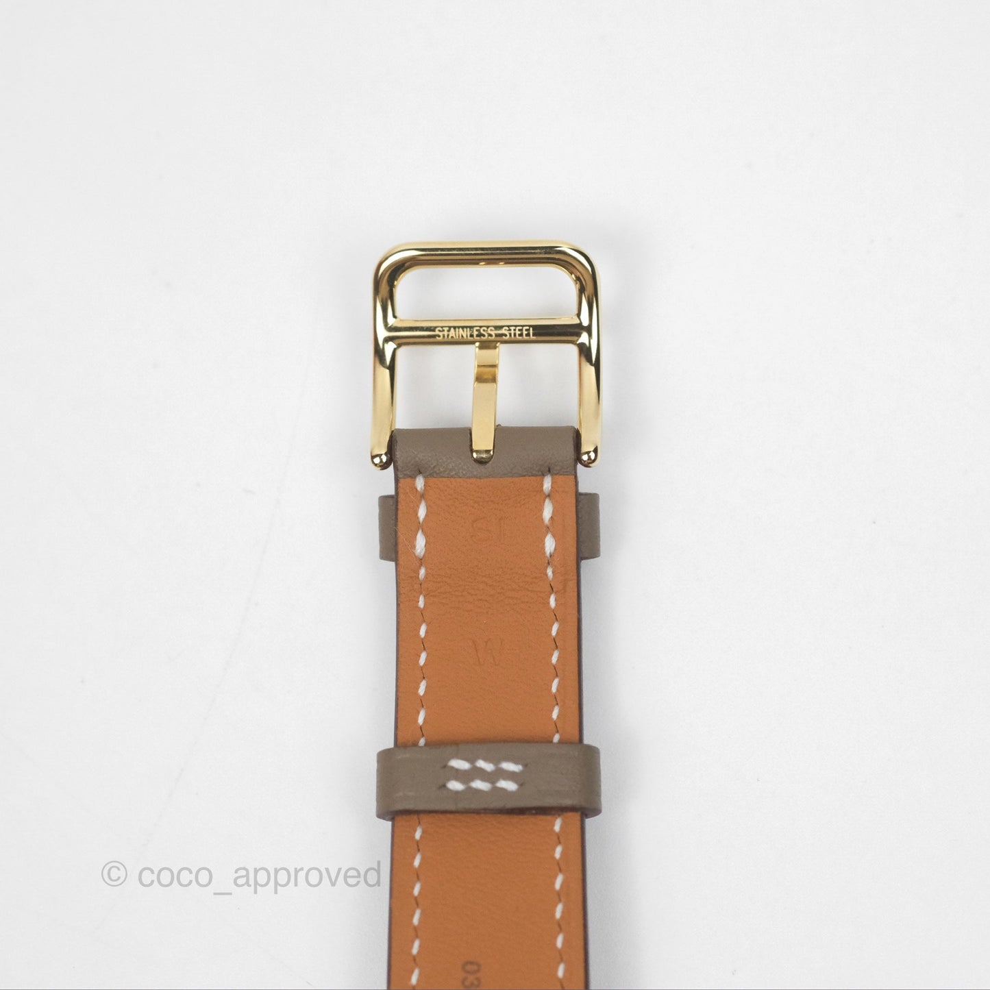 Hermes Heure H Watch Small Swift Etoupe Gold Hardware
