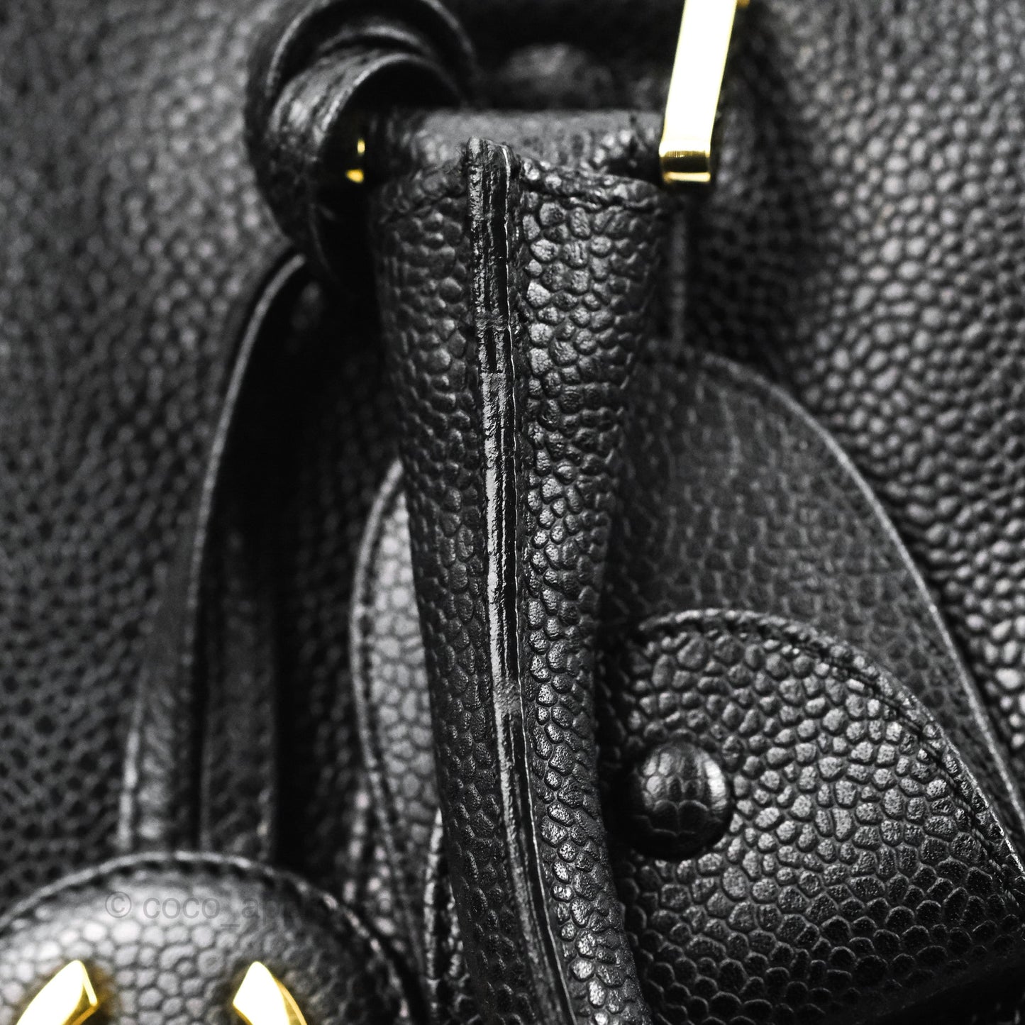 Chanel Vintage Boston Bag Black Caviar Gold Hardware