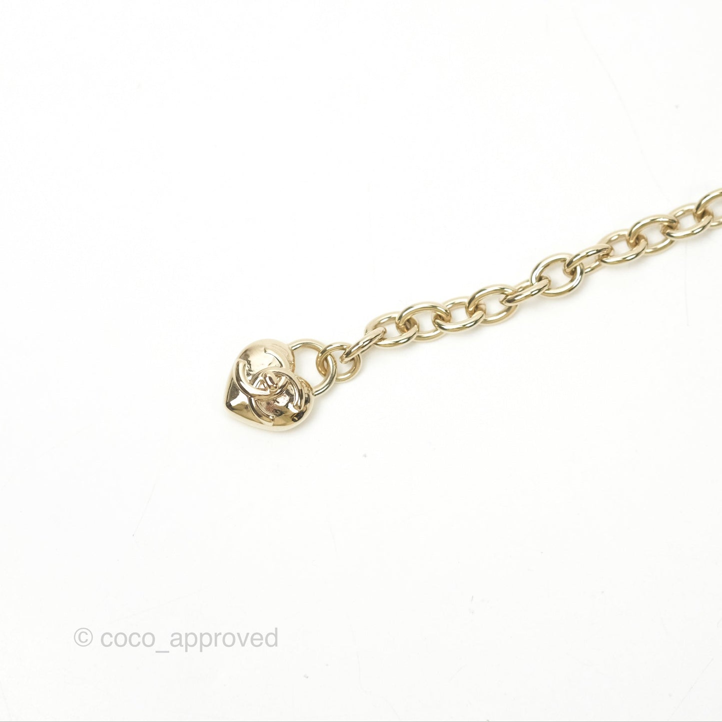 Chanel CC Lock Heart Locket Necklace Gold Tone 22B