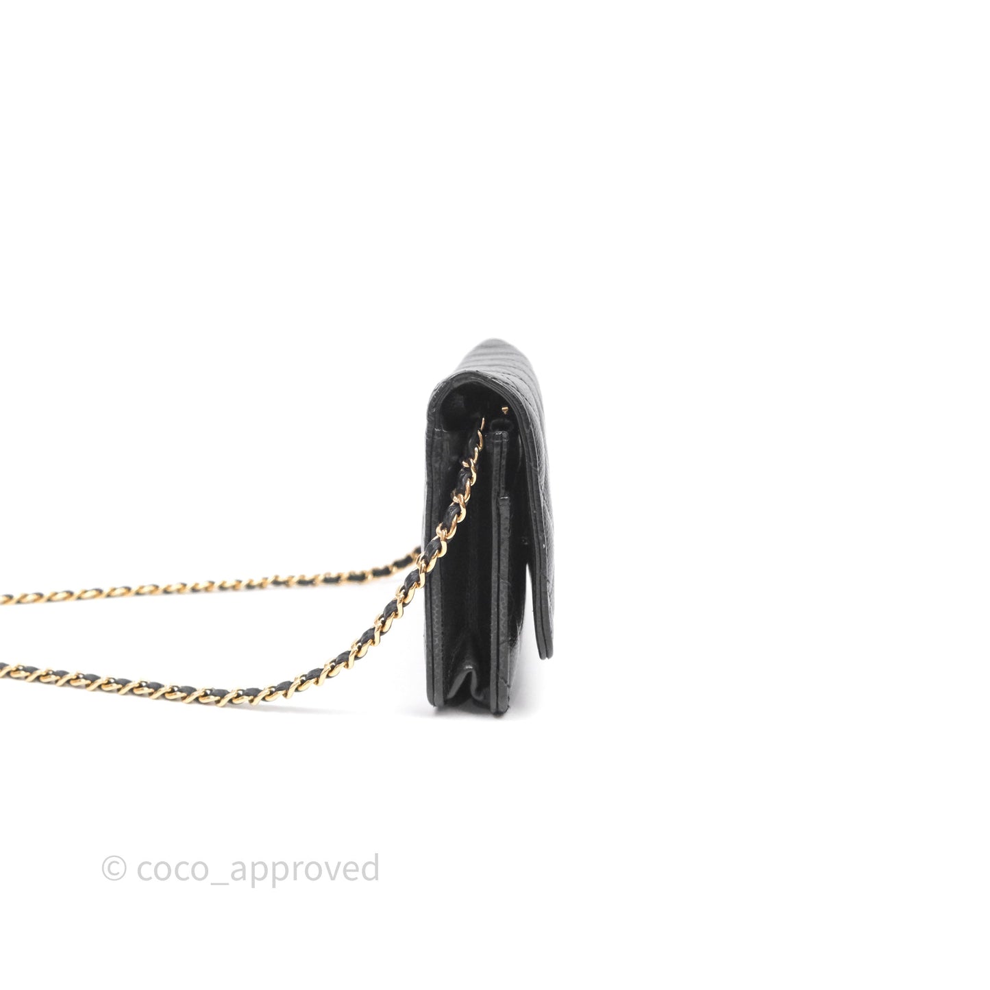Chanel Classic Wallet On Chain WOC Quilted Black Caviar Gold Hardware