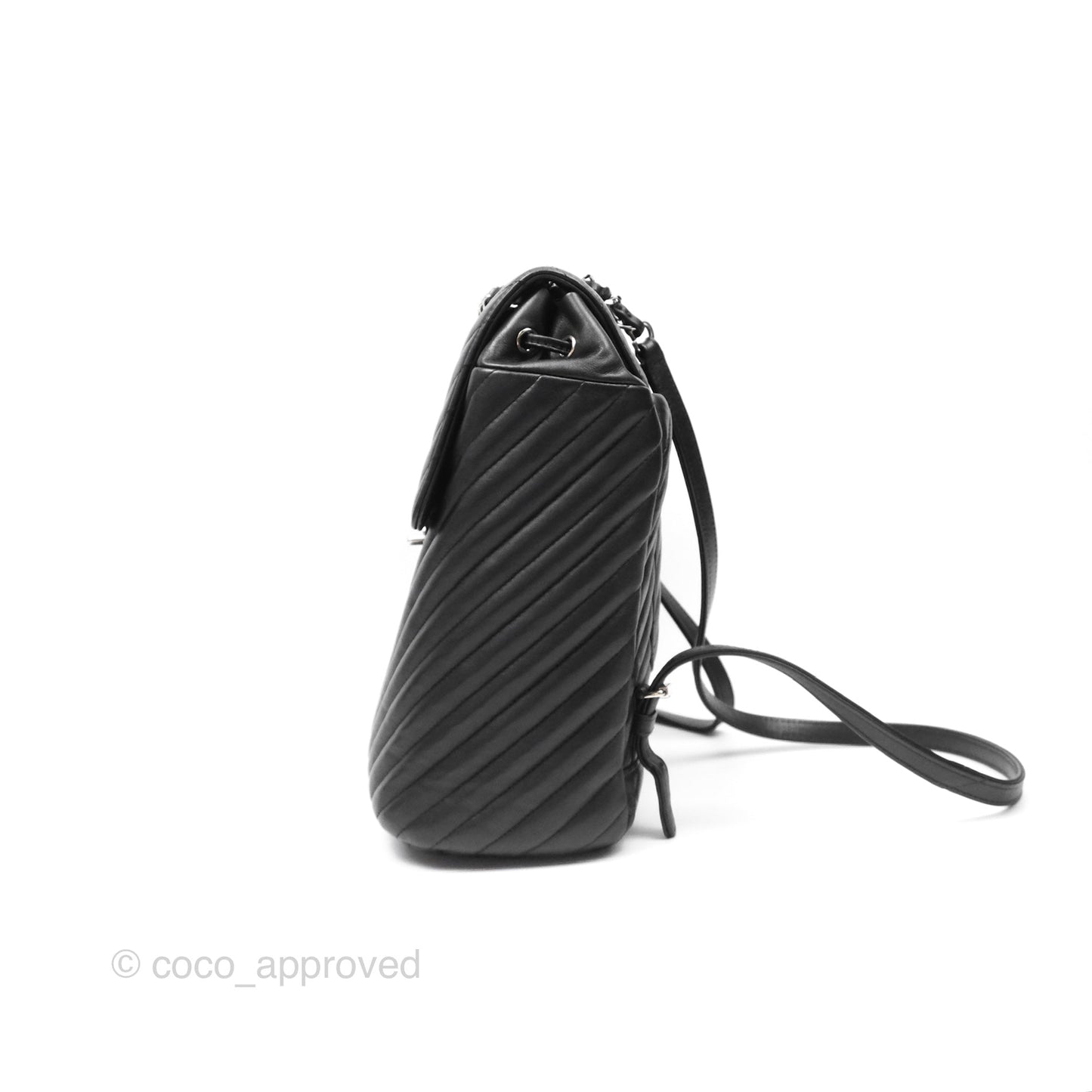 Chanel Medium Chevron Urban Spirit Backpack Black Calfskin Silver Hardware