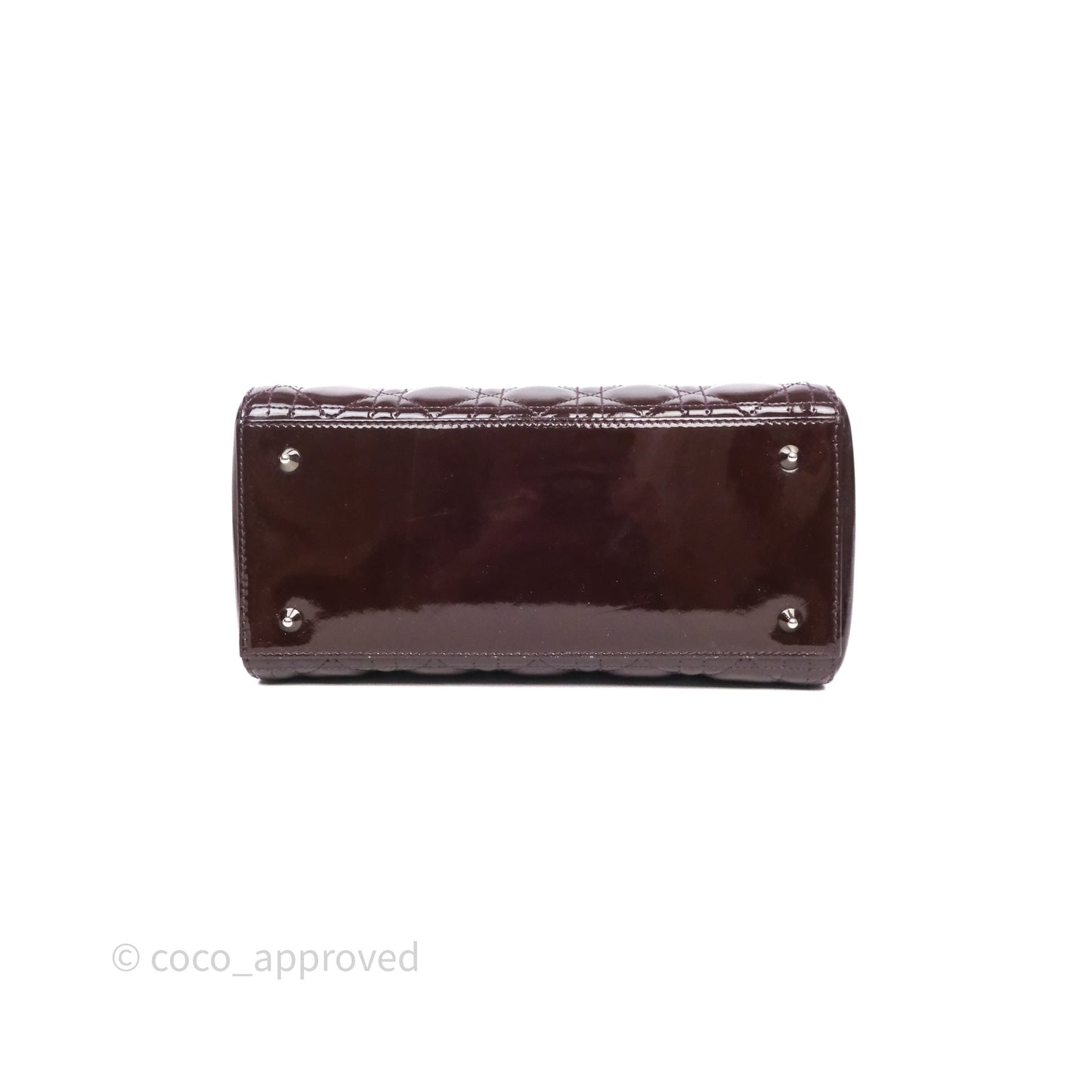 Christian Dior Medium Lady Dior Burgundy Patent Silver Hardware