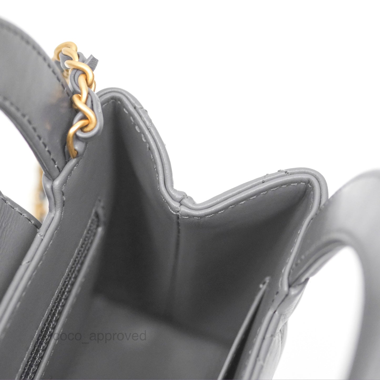 Chanel Kelly Bag Quilted Grey Shiny Calfskin Aged Gold Hardware