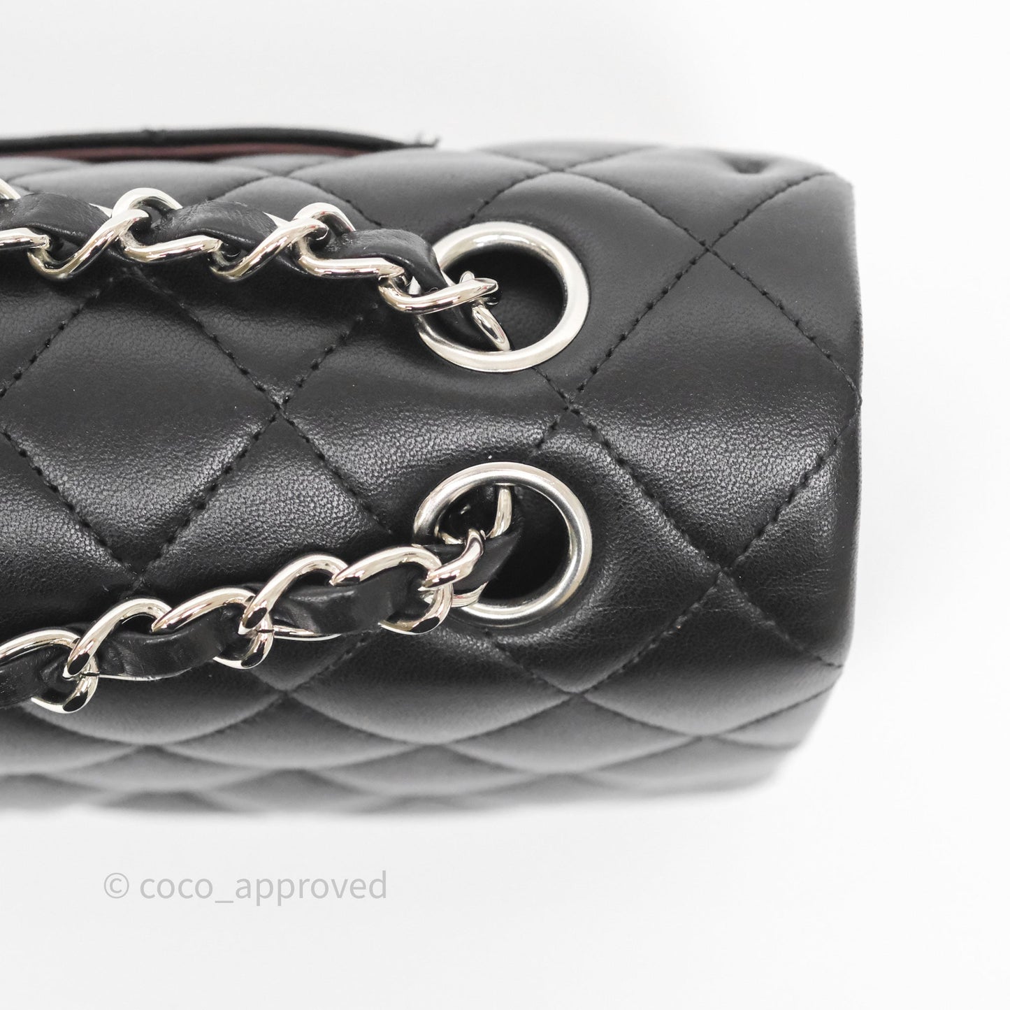 Chanel Classic M/L Medium Flap Quilted Black Lambskin Silver Hardware