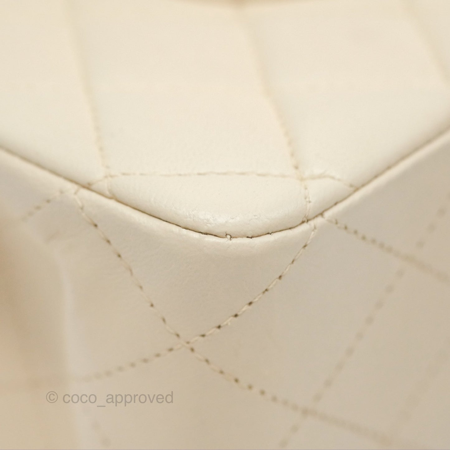 Chanel Classic M/L Medium Flap Quilted Pale Beige Lambskin Gun Metal