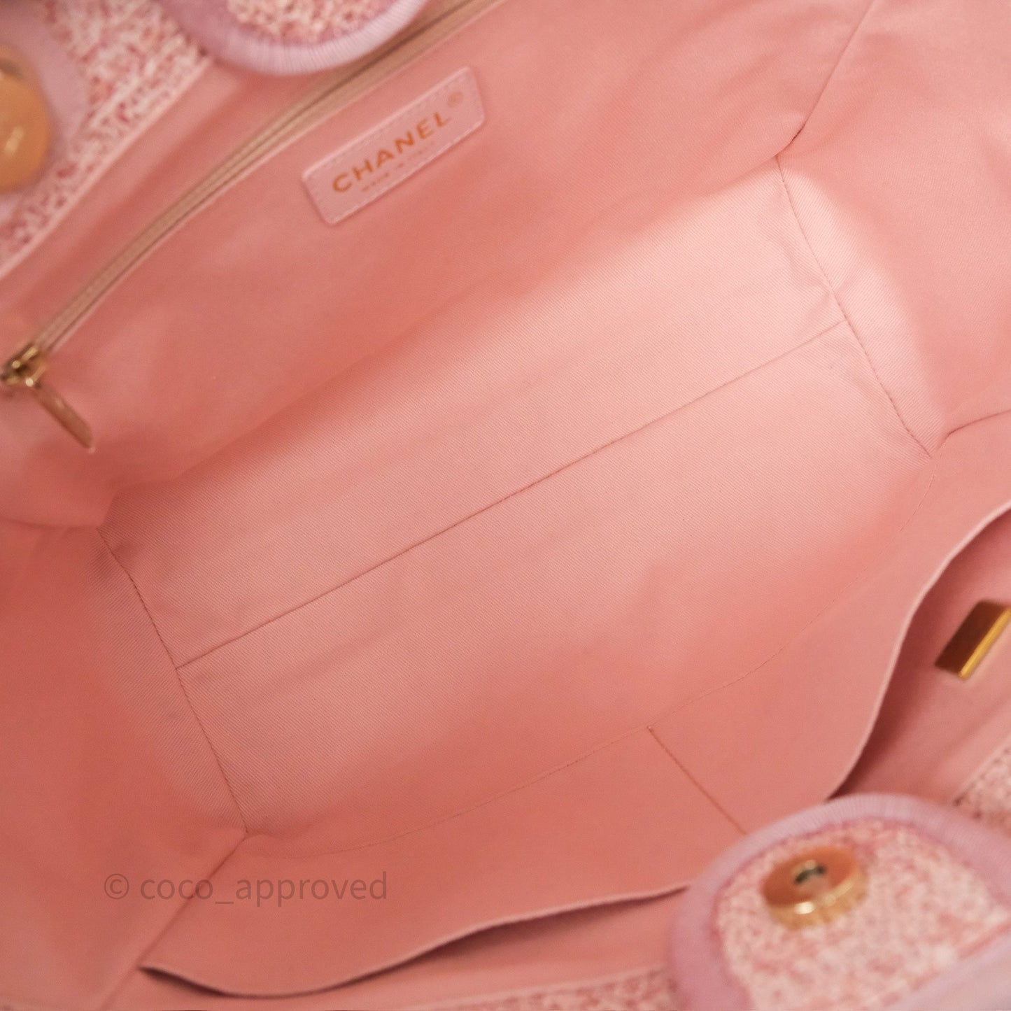 Chanel Medium Deauville Pink Glitter Raffia Gold Hardware