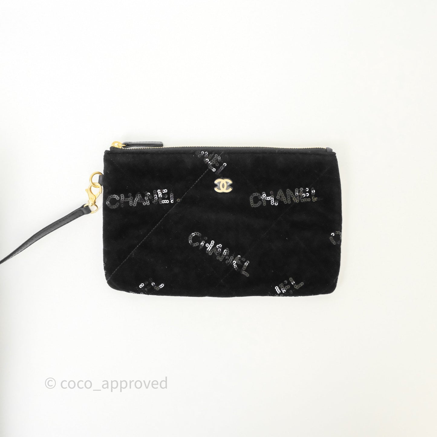 Chanel 22 Medium Sequins Logo Black Velvet