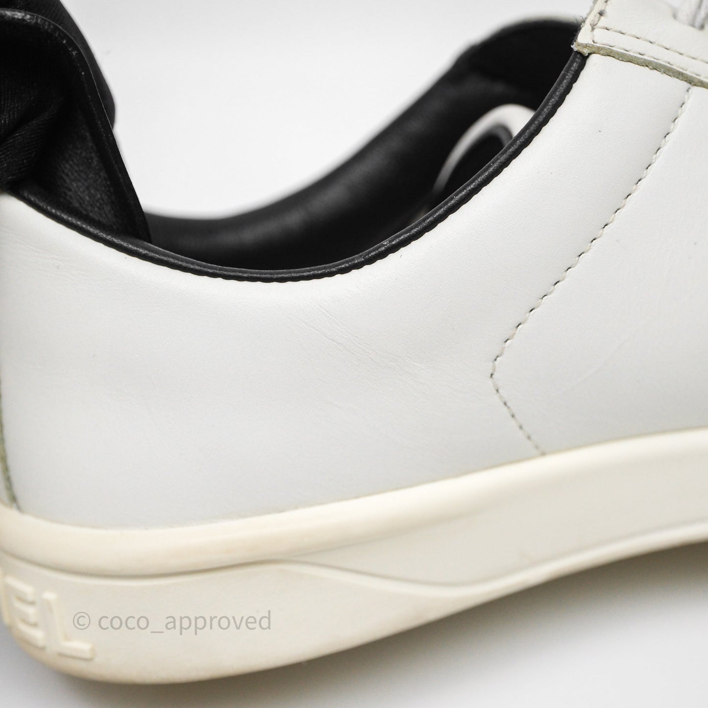 Chanel Logo Pull Tab Lace-up Sneakers White & Black Size 37.5